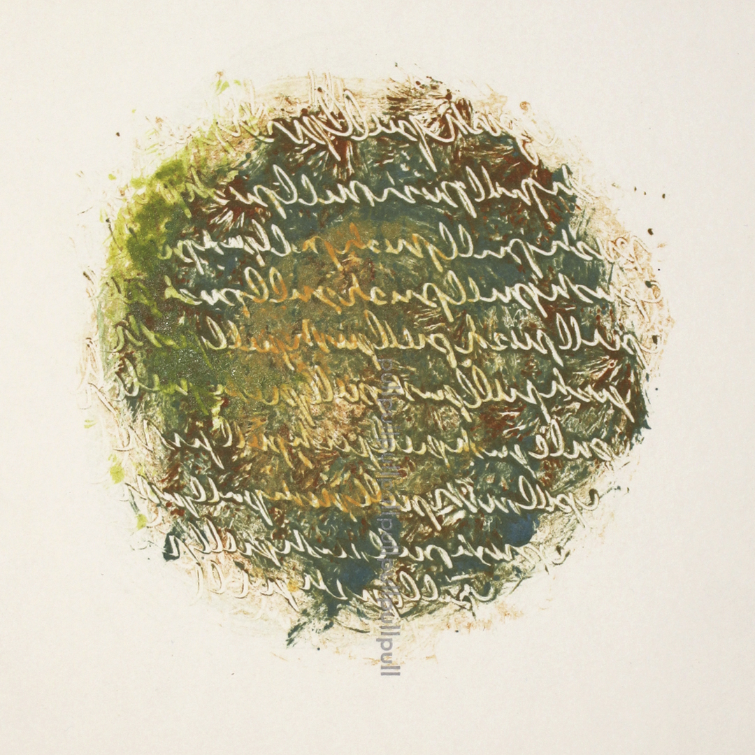 "Dissolution of Structure [Thought 1]" monotype + letterpress print by Amy Redmond (Amada Press)