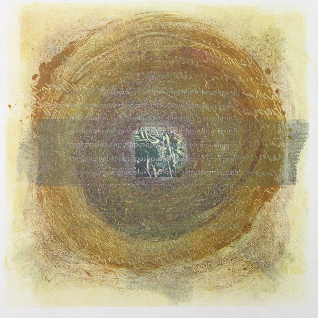 "Dissolution of Structure [Thought 2]" monotype + letterpress print by Amy Redmond (Amada Press)