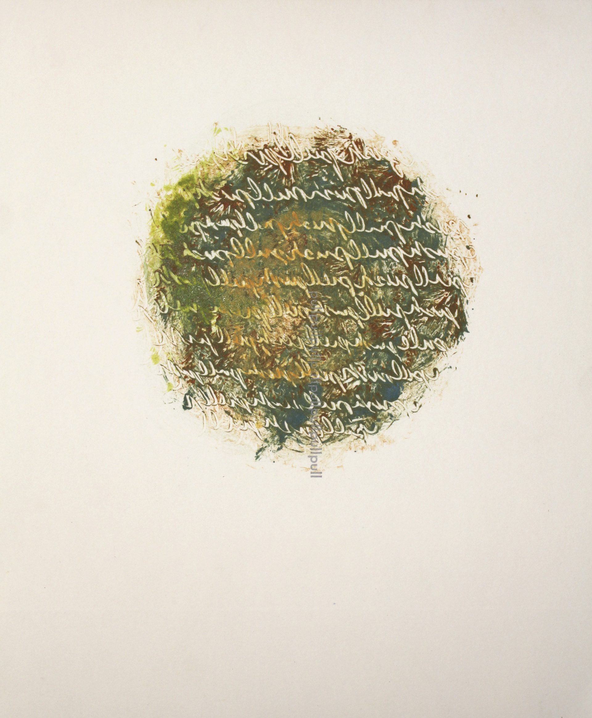 "Dissolution of Structure [Thought 1]" monotype + letterpress print by Amy Redmond (Amada Press)